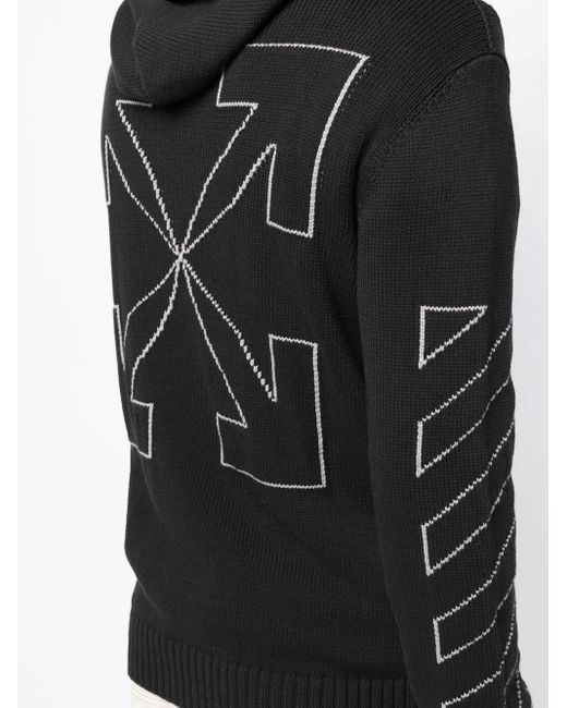 Off-White c/o Virgil Abloh Black Diag Outline Knitted Zip-Up Hoodie for men