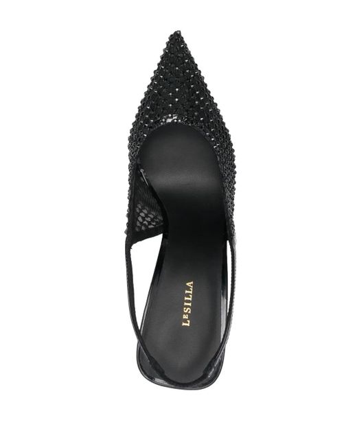 Le Silla Black Gilda Mesh-Panel Pumps