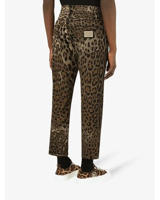 Dolce & Gabbana Brown Leopard-Print Cropped Trousers for men