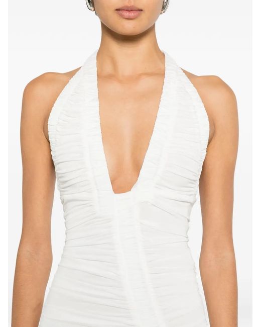 Christopher Esber White Orion V-Neck Pleated Maxi Dress