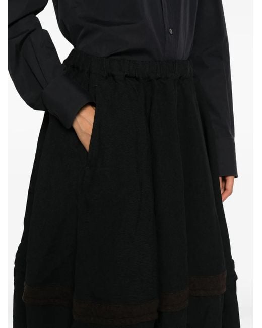 COMME DES GARÇON BLACK Midi-Rok Met Elastische Taille En Vlakken in het Black