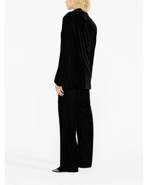 Etro Black Single-Breasted Velvet Blazer With V-Neckline