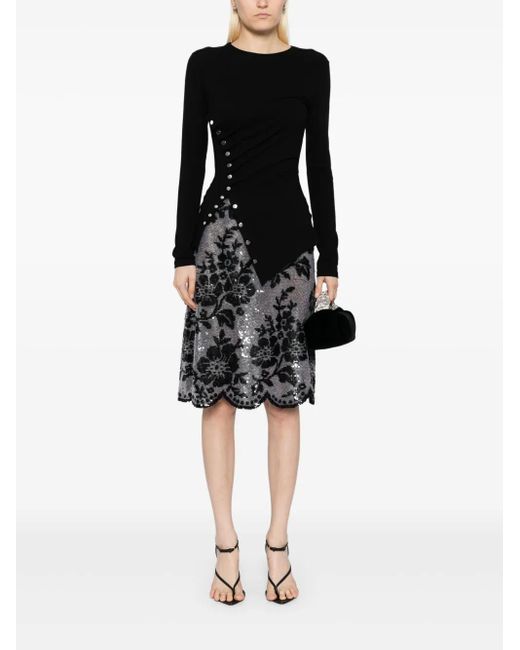 Ashish Black Sequin Mesh Skirt