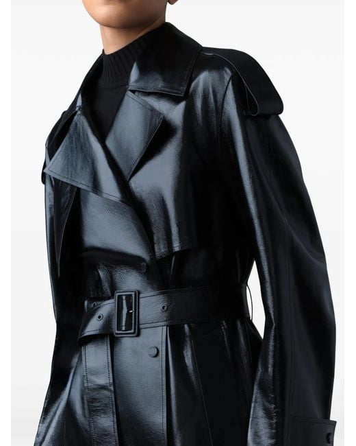 Mackage Blue Carmela Belted Leather Coat