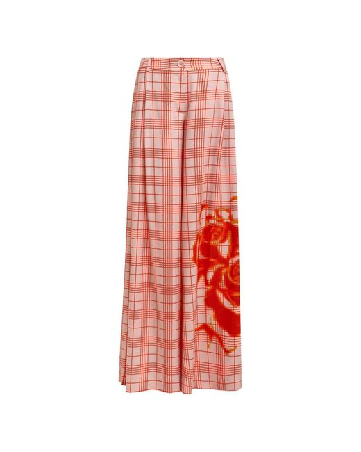 Essentiel Antwerp Red Checked Graphic Trousers
