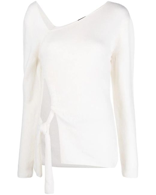 Tom Ford White Cut-Out Detail Asymmetric-Neck Jumper