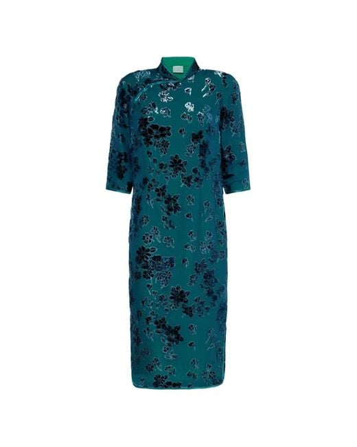 Pierre Louis Mascia Green Vefio Floral-Velvet Midi Dress