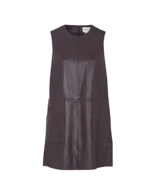 MAISON 123 Purple Sleeveless Leather Mini Dress