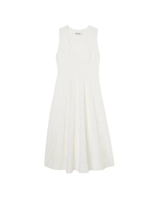 Rohe White Sculptural Pleated Midi Dress