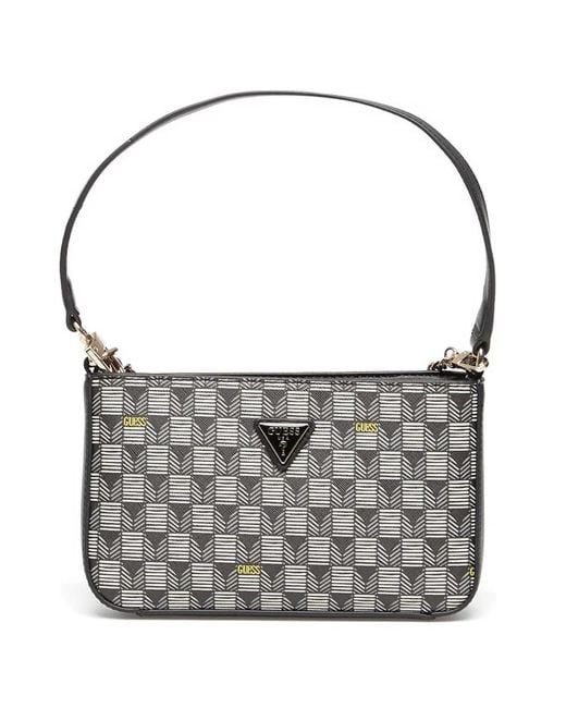 Guess Gray Mini G Wave Logo-Plaque Shoulder Bag