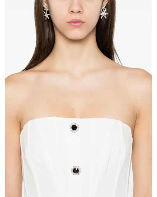 Self-Portrait White Long Crepe Jumpsuit