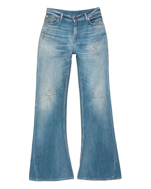 Acne Blue Flared Patch Trousers