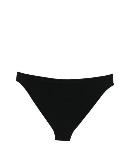 Totême Black Ribbed Button Bikini Bottom
