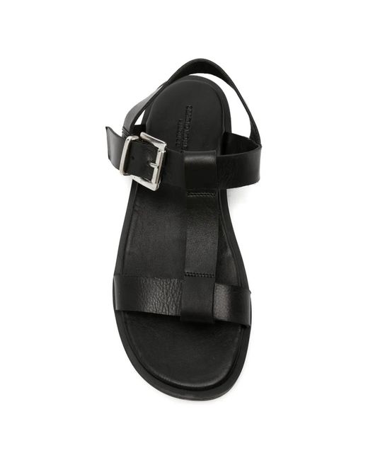 SERGIO MORETTI FIRENZE Black Buckle-Fastening T-Bar Sandals