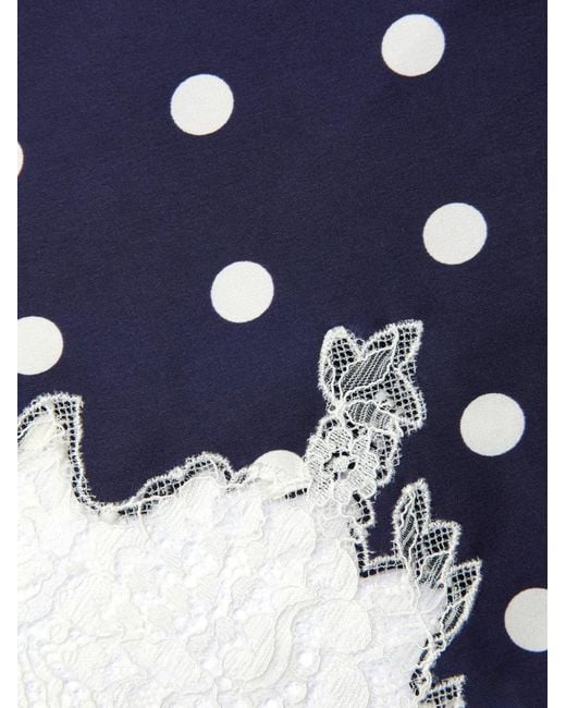 Self-Portrait Blue Polka-Dot Lace-Trim Skirt