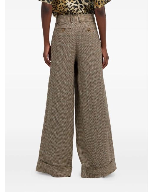 Roberto Cavalli Natural Karierte Hose mit Falten