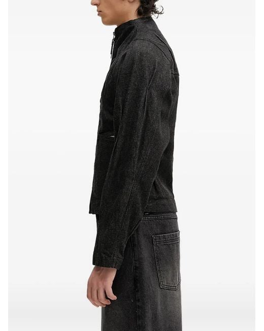 Adererror Black Zip-Fastening Pleated Denim Jacket for men