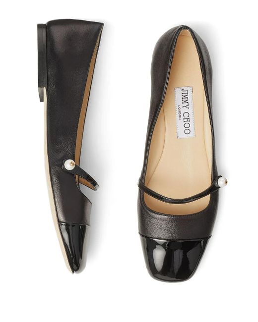 Jimmy Choo Black Elisa Leder Ballerinaschuhe