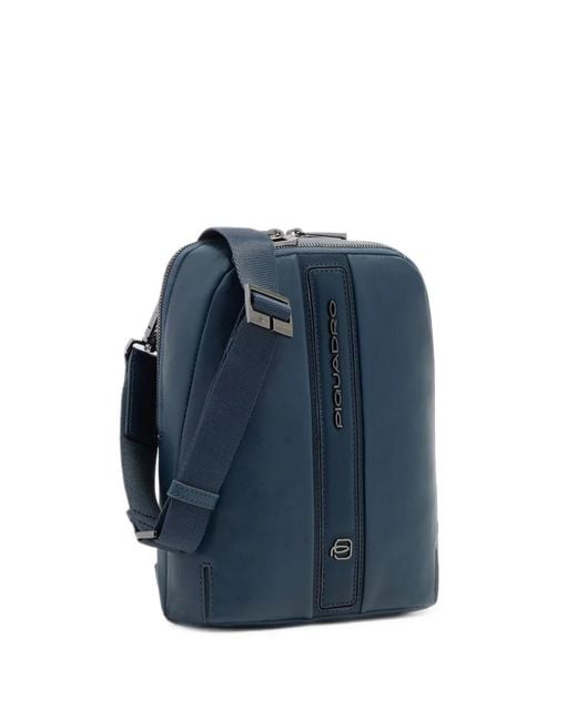 Piquadro Blue Logo-Plaque Messenger Bag for men