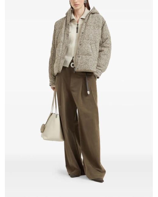 Brunello Cucinelli Natural Double-Knit Cardigan