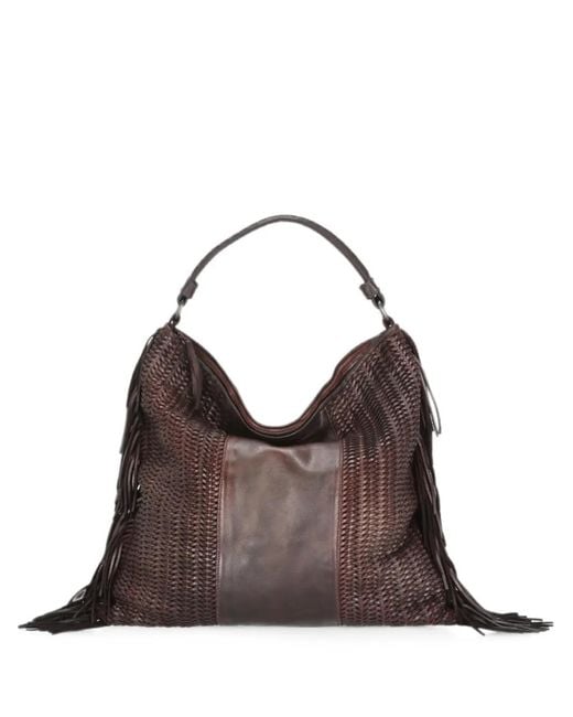 Reptile's House Brown Vasia Fringed Leather Tote Bag
