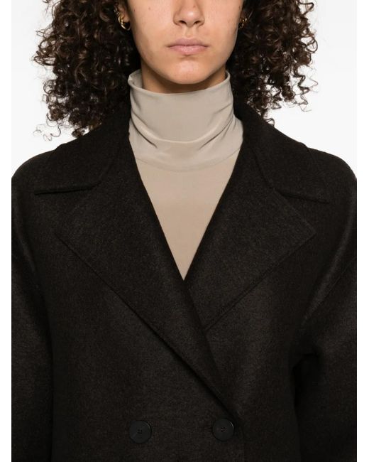 Harris Wharf London Black Double-Breasted Wool Coat