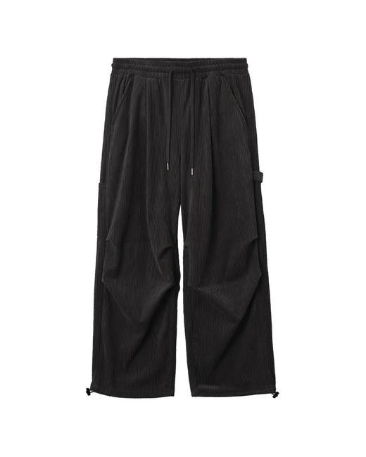 FIVE CM Black Pleated Corduroy Trousers for men