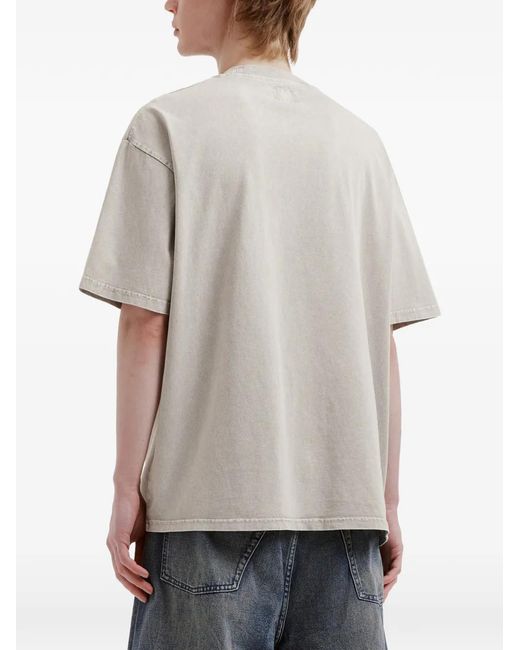 Izzue Gray Embossed-Graphic T-Shirt for men