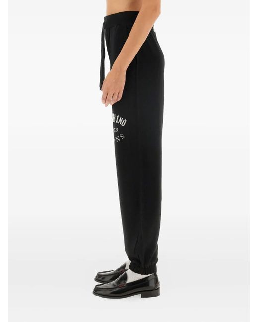 Moschino Black Drawstring Logo Trousers