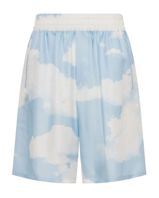 Moschino Blue Cloud-Print Shorts for men
