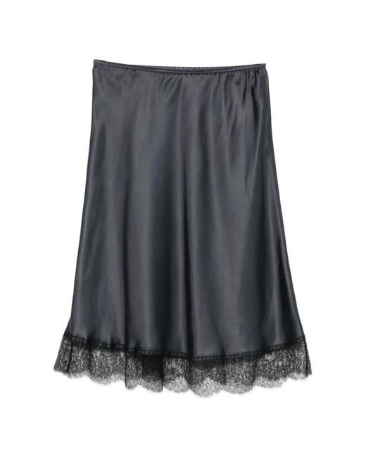Carine Gilson Gray Lace-Trim Skirt