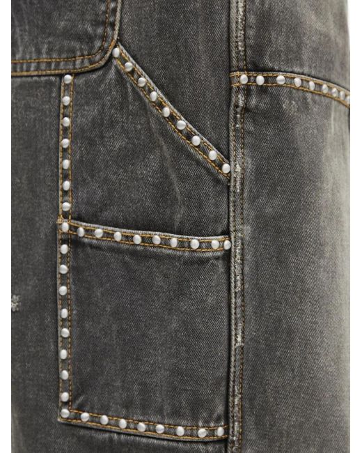 A Bathing Ape Gray Studded Denim Shorts for men