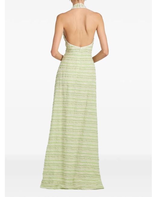Markarian White Sahara Textured-Stripe Maxi Dress