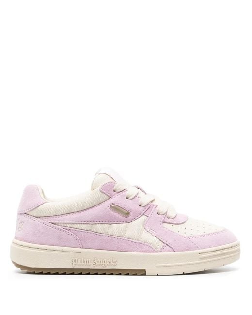 Palm Angels Pink Women Palm University Leather Sneakers