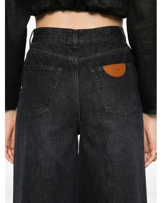 Chloé Blue Buttoned Wide-Leg Jeans