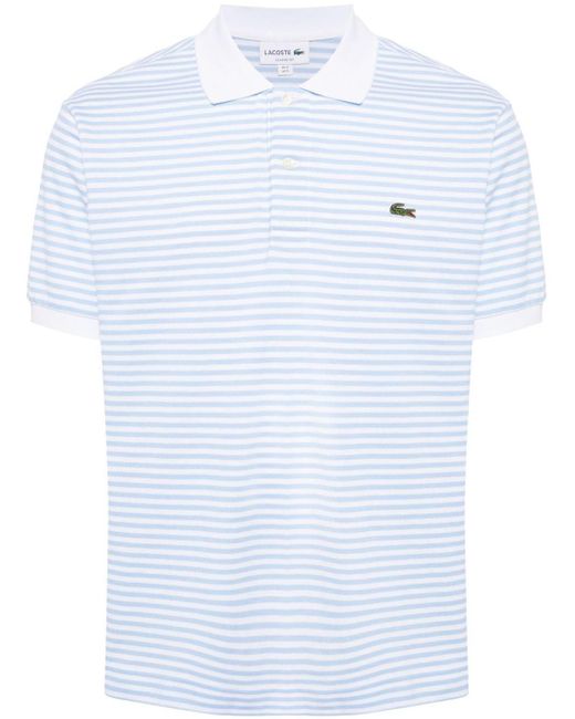 Lacoste Blue Logo-applique Striped Cotton Polo for men