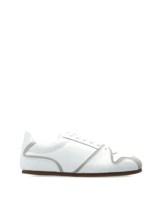 Moschino White Lace-Up Leather Sneakers