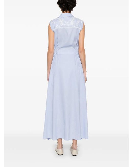 Sandro White Embroidered Linen Maxi Dress