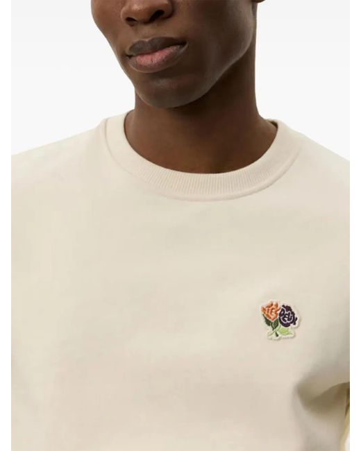 Les Deux White Floral-Embroidered Crew-Neck Sweatshirt for men