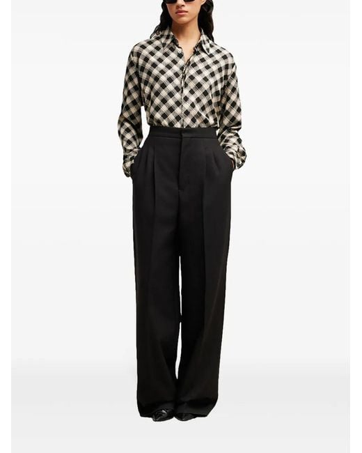 AMI Black Checked Double Topstitching Shirt