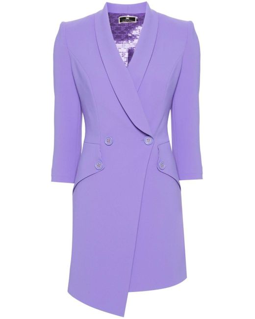 Elisabetta Franchi Purple Asymmetric Crepe Mini Dress