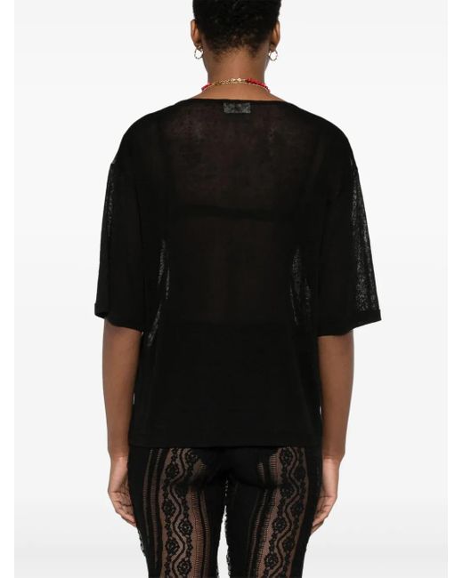 P.A.R.O.S.H. Black Fine-Knit Blouse