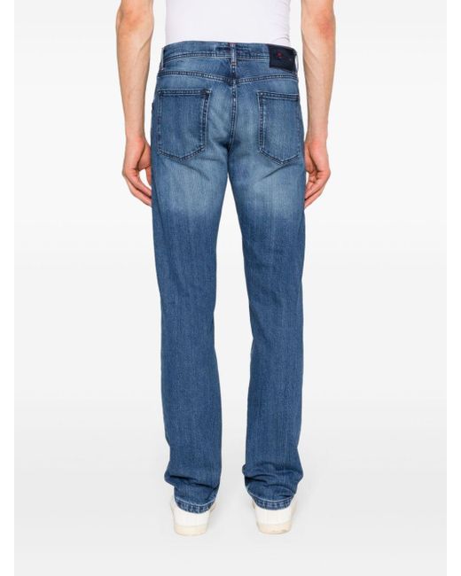 Kiton Halbhohe Slim-Fit-Jeans in Blue für Herren