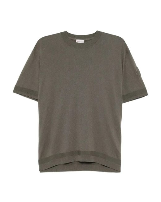 Moncler Gray Knitted T-Shirt for men