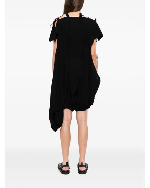 Yohji Yamamoto Black String-Gather Asymmetric Dress