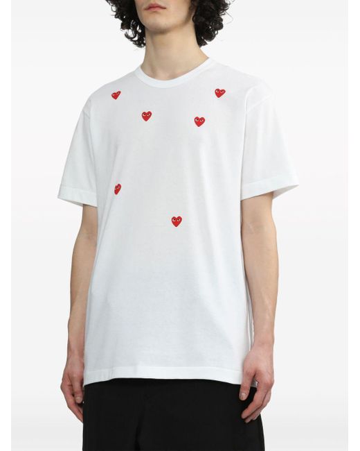 T-shirt Scattered Heart di COMME DES GARÇONS PLAY in White da Uomo