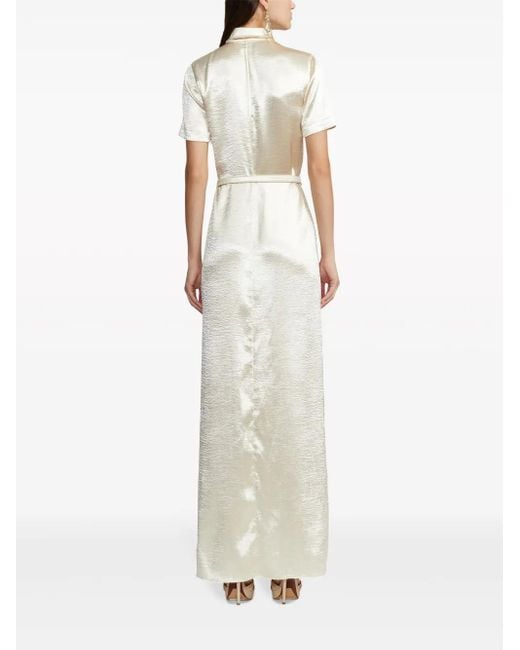 Ralph Lauren White Short-Sleeved Satin Shirt Dress