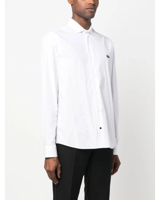 Philipp Plein White Snake Detail Long-Sleeve Shirt for men