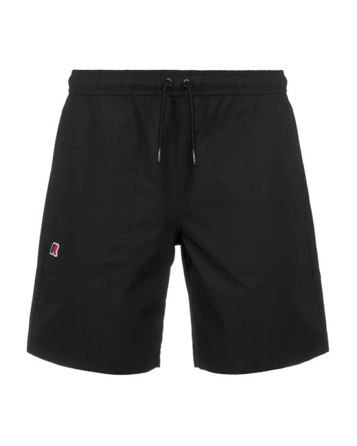 K-Way Black Drawstring Logo-Detail Track Shorts