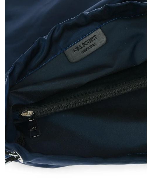 Neil Barrett Blue Lightning-Bolt Patch Drawstring Backpack for men